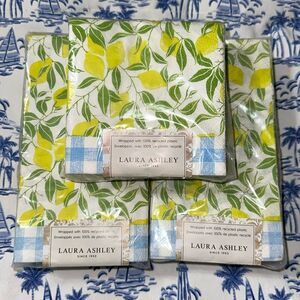Laura Ashley Lemon Leaf Hand Towels in Yellow, Green, Blue, White